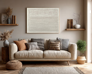 Large Minimalist Textured Dot Grid Canvas Wall Art Textured Painting for Entryway & Bedroom Decor