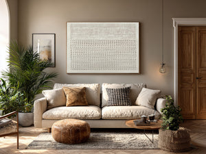 Large Minimalist Textured Dot Grid Canvas Wall Art Textured Painting for Entryway & Bedroom Decor