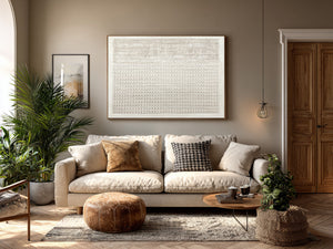 Large Contemporary Relief Grid Textured Canvas Wall Art Light Luxury Art for Home & Gallery Decor