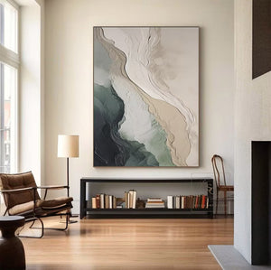 Large Abstract Coastal Landscape Textured Oil Painting #VRA 135