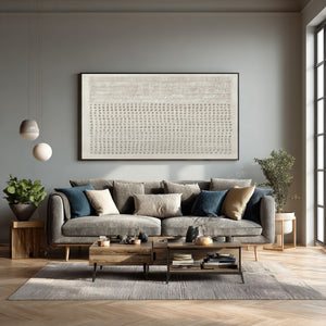 Large Minimalist Textured Dot Grid Canvas Wall Art Textured Painting for Entryway & Bedroom Decor