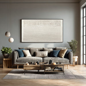 Large Contemporary Relief Grid Textured Canvas Wall Art Light Luxury Art for Home & Gallery Decor