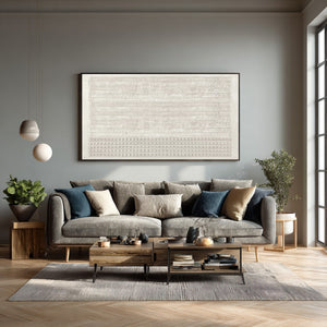 Large Horizontal 3D Textured Wave & Square Canvas Wall Art Coastal Minimalist Art for Living Room Decor