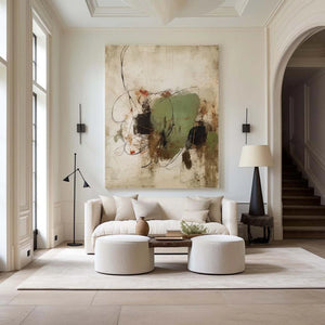 Large Abstract Wabi-sabi Canvas Wall Art Modern Textured Earth Tone Painting for Interior Decor
