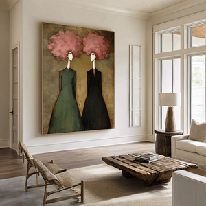 Large Abstract Floral Oil Painting Hand Painted Canvas Wall Art for Entryway Living Room Statement Decor