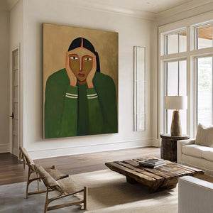 Large Abstract Portrait Oil Painting Hand Painted Canvas Wall Art for Modern Home Interior Decor
