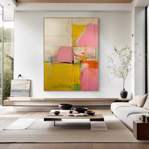 Large Modern Abstract Painting – Colorful Geometric Wall Decor Hand Painted for Stylish Gallery Wall