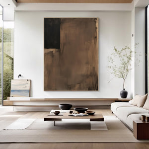 Large Minimalist Abstract Painting – Modern Ink Wash Style Canvas Art Hand Painted for Living Room Decor