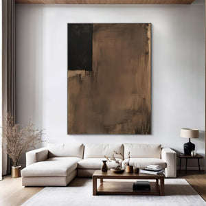 Large Minimalist Abstract Painting – Modern Ink Wash Style Canvas Art Hand Painted for Living Room Decor