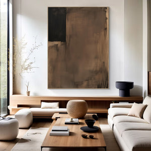 Large Minimalist Abstract Painting – Modern Ink Wash Style Canvas Art Hand Painted for Living Room Decor