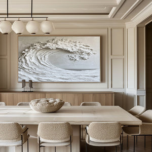 Large Minimalist Textured Breaking Wave Canvas Wall Art Textured Painting for Entryway & Bedroom Decor