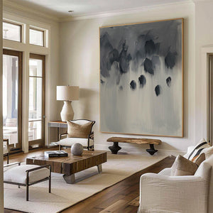Large Abstract Expressionist Oil Painting Grey Wall Art #VRA 092