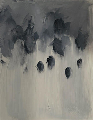 Large Abstract Painting – Modern Charcoal and Silver Grey Canvas Art Hand Painted for Living Room Decor