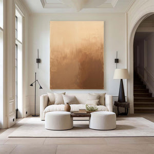 Large Gradient Amber Oil Painting Warm Earth Tone Wall Art #VRA 095