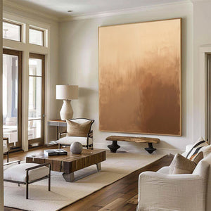 Large Gradient Amber Oil Painting Warm Earth Tone Wall Art #VRA 095