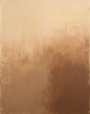 Large Abstract Sunset Painting – Modern Hand Painted Tan and Brown Art for Cozy Living Room