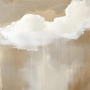 Large Abstract Cloud Painting – Modern Hand Painted Cream and Tan Sky Art for Bedroom Decor