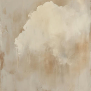 Large Beige Abstract Sky Painting – Modern Hand Painted Minimalist Clouds Art for Stylish Home Office