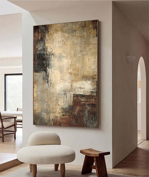 Large Minimalist Rustic Abstract Textured Canvas Wall Art Neutral Textured Art for Living Room & Entryway Decor