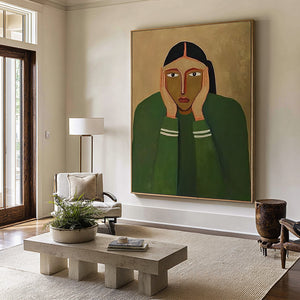 Large Abstract Portrait Oil Painting Hand Painted Canvas Wall Art for Modern Home Interior Decor