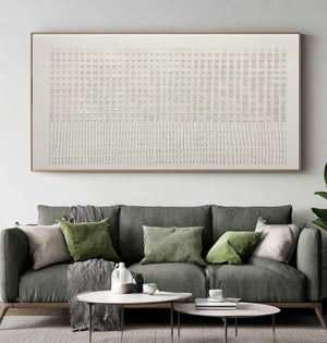 Large Horizontal Textured Oil Painting on Canvas Modern Neutral Wall Art for Living Room Decor