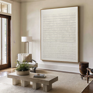 Large Vertical Textured Oil Painting on Canvas Modern Neutral Wall Art for Entryway Decor