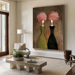 Large Abstract Figure Oil Painting Hand Painted Canvas Wall Art for Contemporary Living Room Decor