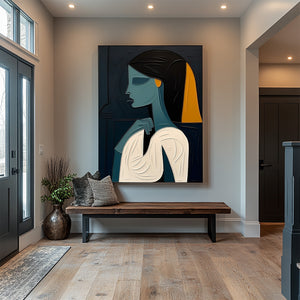 Large Abstract Woman Portrait Canvas Wall Art Modern Figurative Painting for Living Room Decor