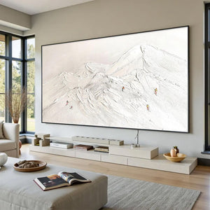 Large Abstract Snow Mountain Skiing Oil Painting #VRA 112