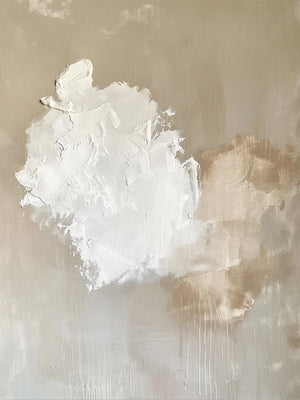 Large Minimalist Abstract White Canvas Wall Art Textured Neutral Painting for Living Room Decor