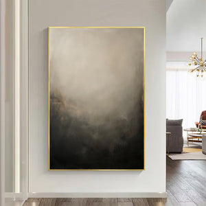 Large Abstract Black and Beige Wall Art #VRA 099