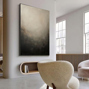 Large Abstract Black and Beige Wall Art #VRA 099
