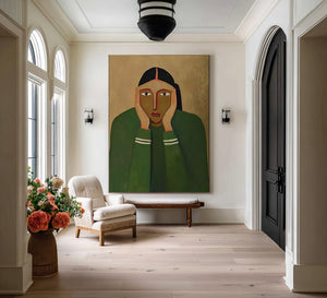 Large Abstract Portrait Oil Painting Hand Painted Canvas Wall Art for Modern Home Interior Decor