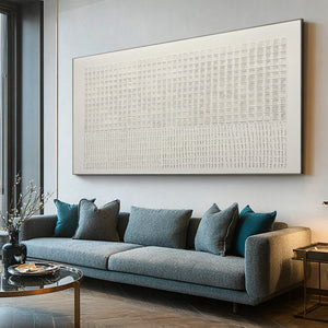 Large Horizontal Textured Oil Painting on Canvas Modern Neutral Wall Art for Living Room Decor