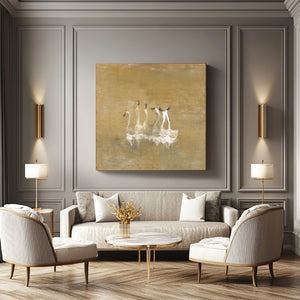 Large Contemporary Swan Oil Painting Hand Painted Canvas Animal Wall Art for Modern Interior Decor