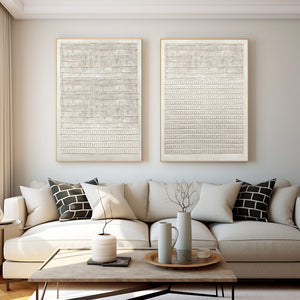 Large Contemporary Relief Textured Canvas Wall Art (Set of 2) Light Luxury Neutral Art for Home & Gallery Decor