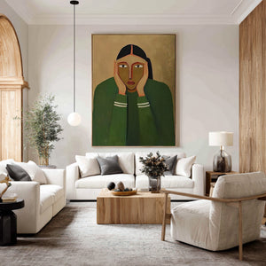 Large Abstract Portrait Oil Painting Hand Painted Canvas Wall Art for Modern Home Interior Decor