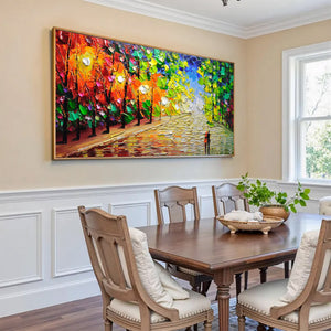 Large Impasto Colorful Forest Path Oil Painting #VRA 114