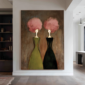 Large Abstract Figure Oil Painting Hand Painted Canvas Wall Art for Contemporary Living Room Decor