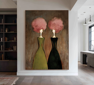 Large Abstract Figure Oil Painting Hand Painted Canvas Wall Art for Contemporary Living Room Decor