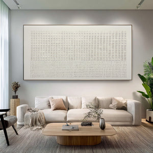 Large Horizontal Textured Oil Painting on Canvas Modern Neutral Wall Art for Living Room Decor