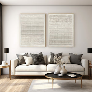 Large Set of 2 3D Textured Linear Canvas Wall Art Wabi-Sabi Minimalist Art for Living Room Decor