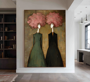 Large Abstract Floral Oil Painting Hand Painted Canvas Wall Art for Entryway Living Room Statement Decor