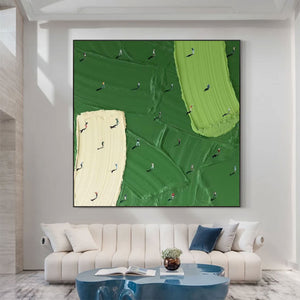 Large Green Figurative Landscape Canvas Wall Art Modern Contemporary Painting for Interior Decor