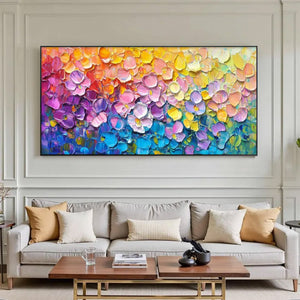 Large Modern Textured Abstract Canvas Wall Art | Creative Colorful Scenery Painting for Interior Decor
