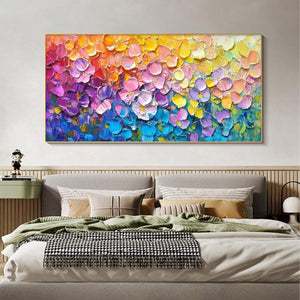 Large Modern Textured Abstract Canvas Wall Art | Creative Colorful Scenery Painting for Interior Decor