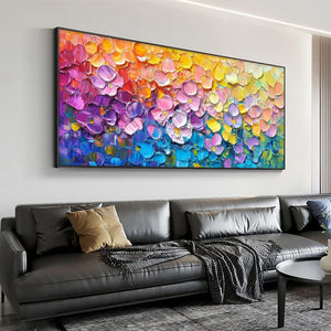 Large Modern Textured Abstract Canvas Wall Art | Creative Colorful Scenery Painting for Interior Decor
