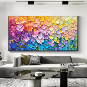 Large Modern Textured Abstract Canvas Wall Art | Creative Colorful Scenery Painting for Interior Decor