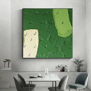 Large Green Figurative Landscape Canvas Wall Art Modern Contemporary Painting for Interior Decor