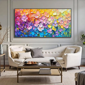 Large Modern Textured Abstract Canvas Wall Art | Creative Colorful Scenery Painting for Interior Decor
